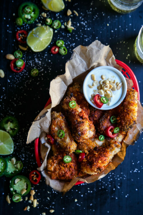thai baked wings with coconut crema