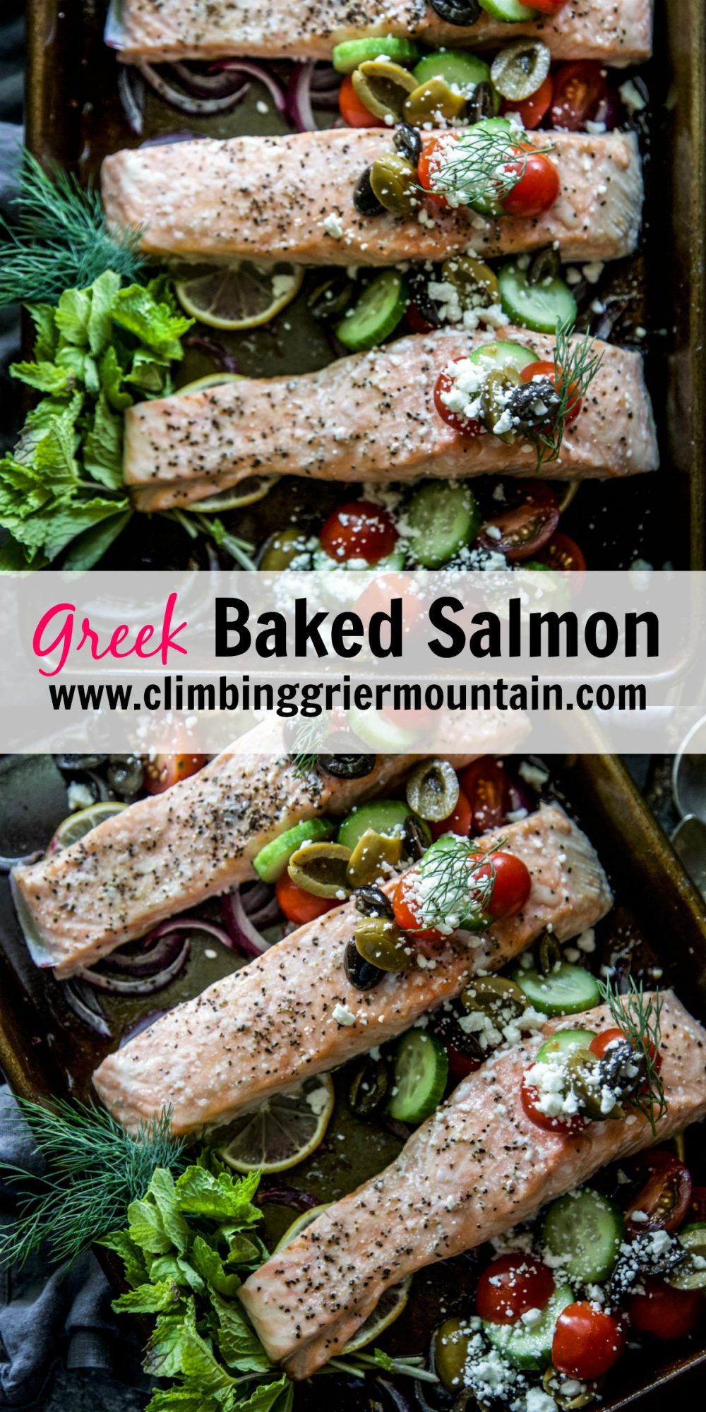 Greek Baked Salmon - Climbing Grier Mountain